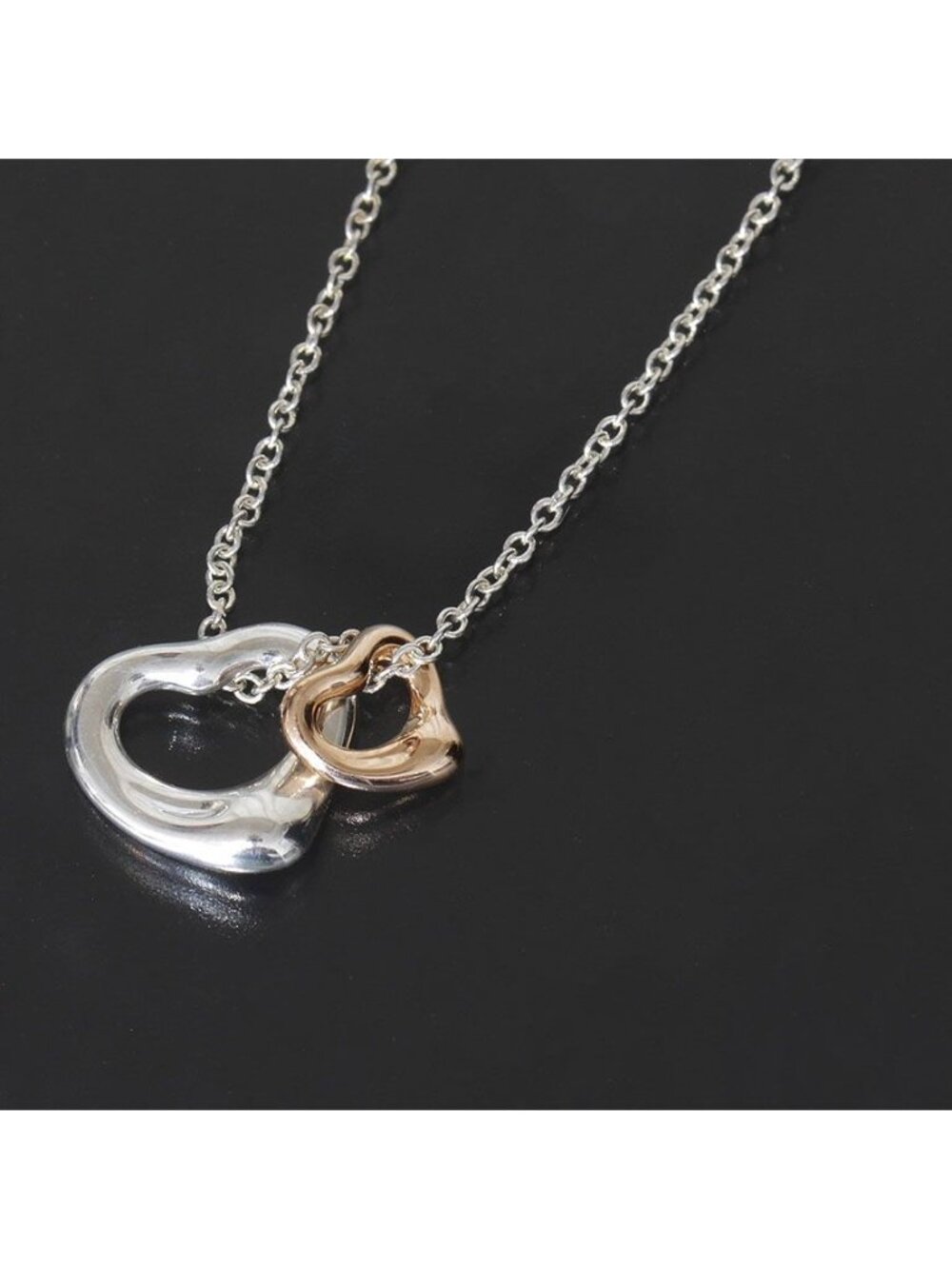 Tiffany & Co Open Heart Pendant Pink Gold 925 Sterling Silver